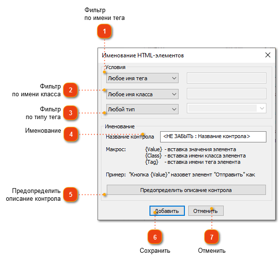 Редактирование правила именования HTML-элементов