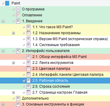 Статусы разделов