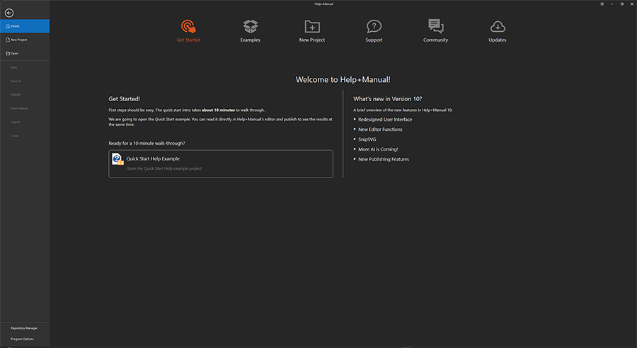 интерфейс программы Help+Manual