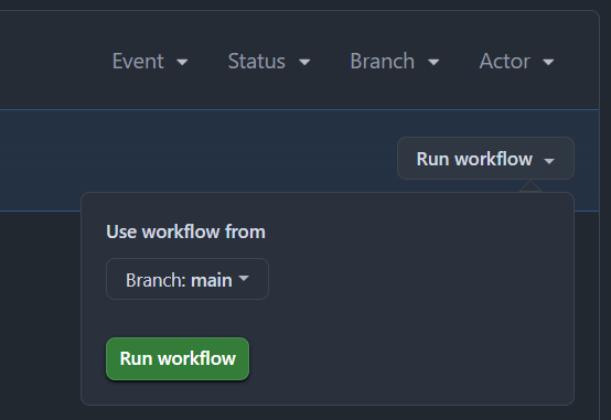 Run workflow в Github Actions