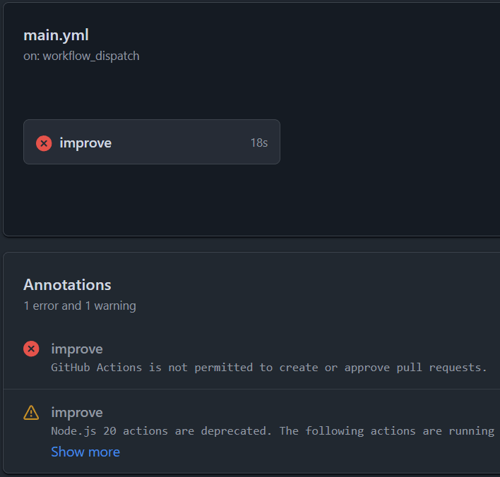 ошибки при работе с Github Actions