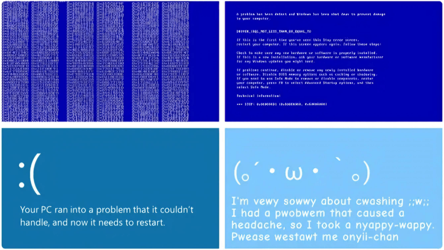 Синий экран смерти в Windows 8 с грустным смайликом и QR-кодом