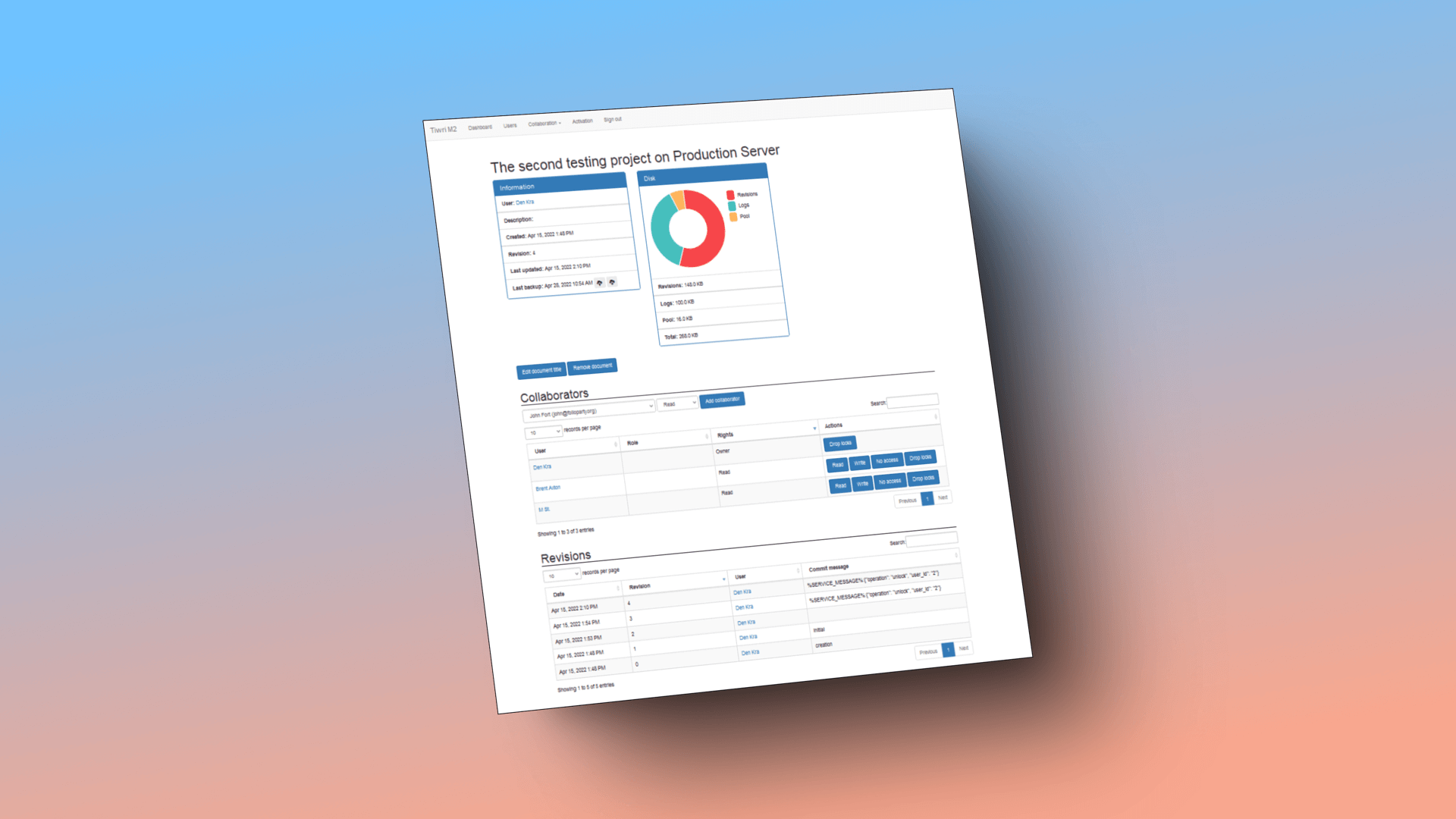 интерфейс программы для совместной работы над пользовательской документацией Dr.Explain Collaboration Serverv
