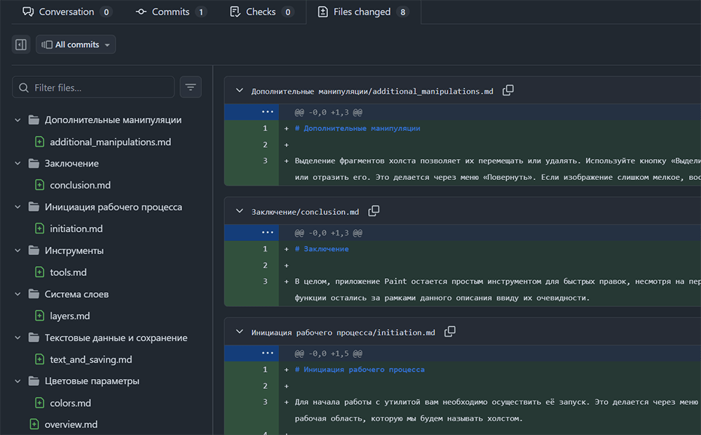 просмотр изменений в Github